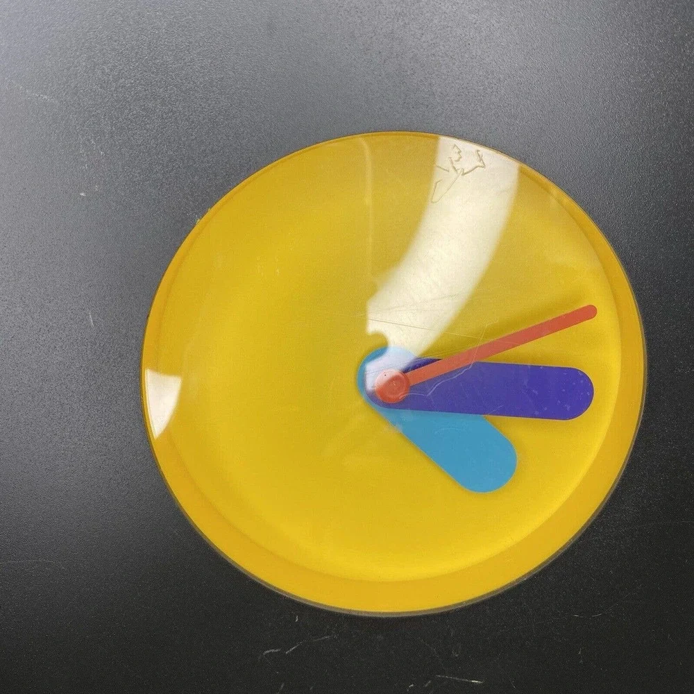 IKEA Pladdra Wall Clock - 90s Memphis Milano Style Yellow Clock - Working!